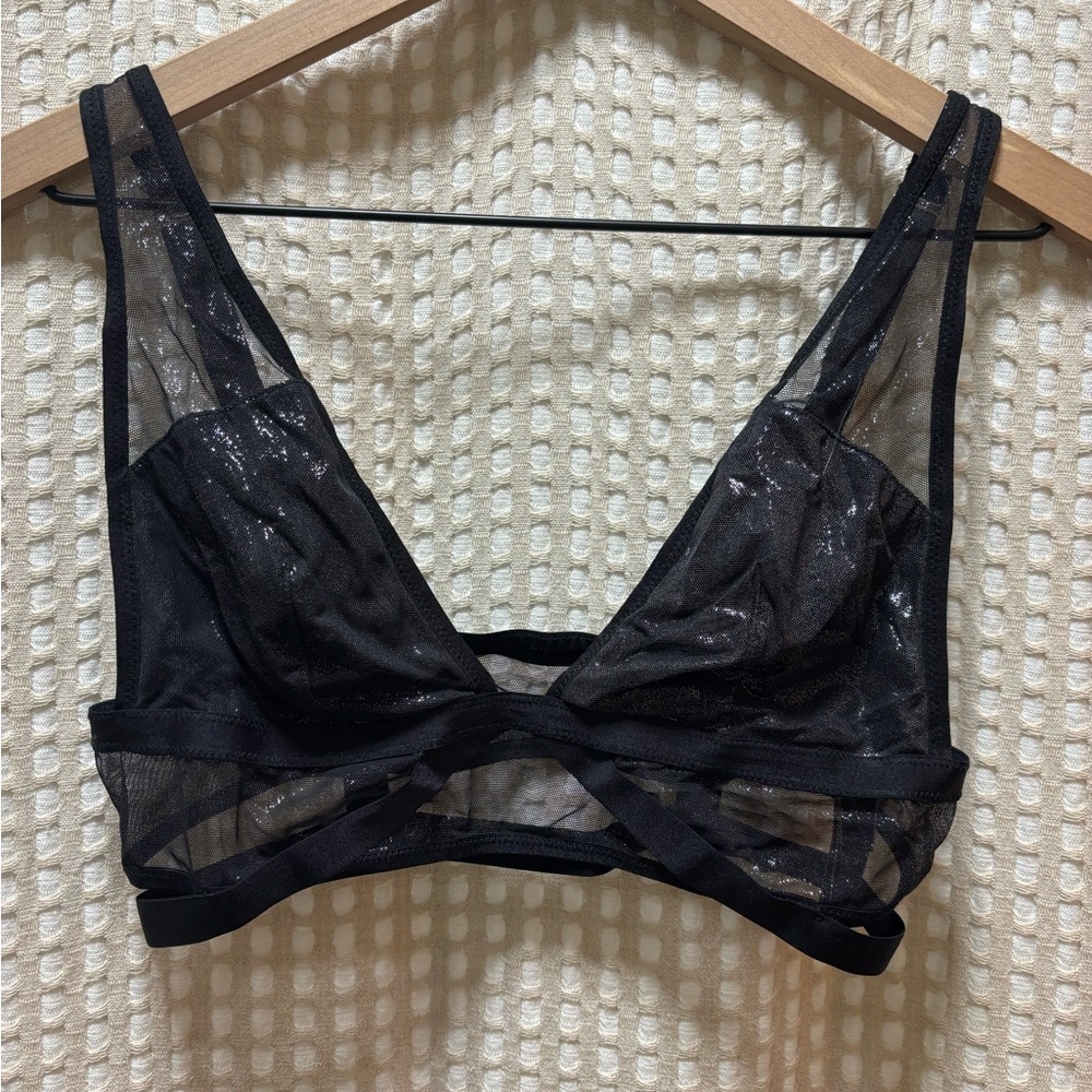 Victoria's Secret Shimmering Black Mesh Bralette